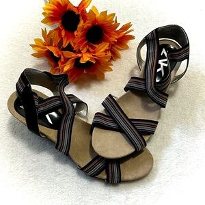 Anne Klein Sport Multicolor Strap Cork Wedge Sandal - Size 8